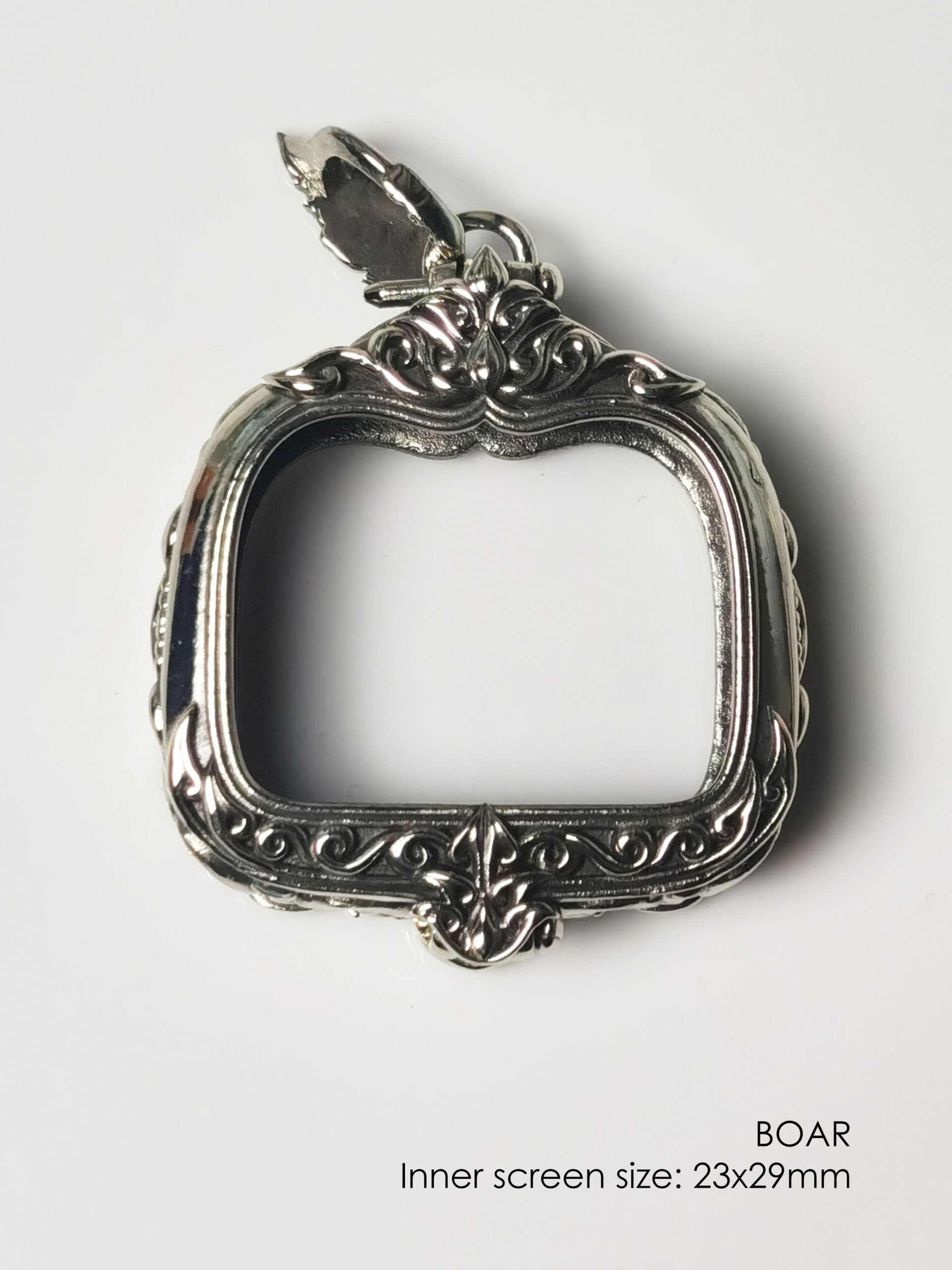BOARWhitebrass amulet casing inner size 23x29mm - Image 12