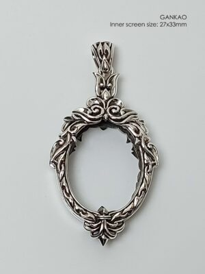 GANKAOSilver925 Ganesha Kaona Oval shape amulet casing 27x33mm
