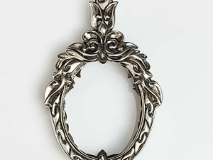 GANKAOWhitebrass Ganesha Kaona Oval shape amulet casing 27x33mm