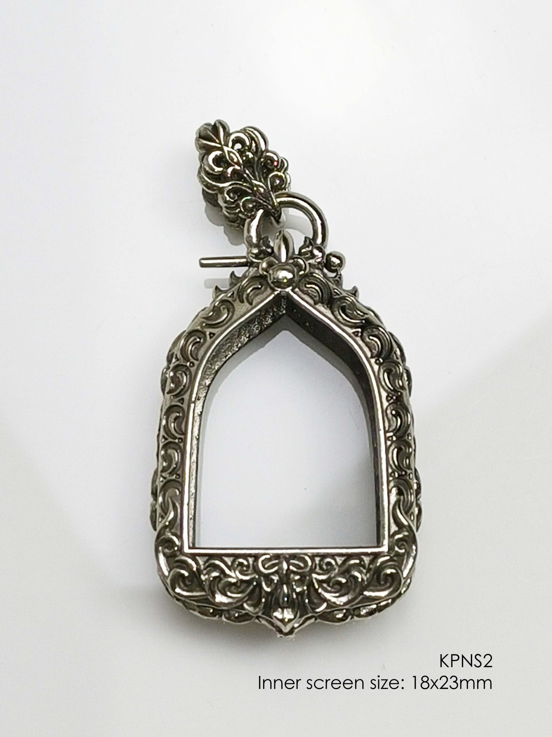 KPNS2Whitebrass amulet casing inner screen size 18x23mm