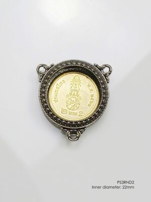 PS3RND2Whitebrass round amulet casing inner diameter 22mm