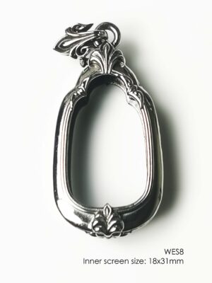 WES8Whitebrass Wessuwan amulet casing 18x31mm