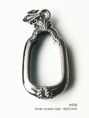 WES8Whitebrass Wessuwan amulet casing 18x31mm