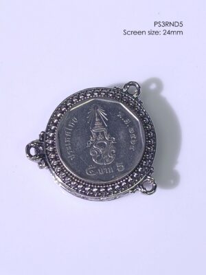 PS3RND5Whitebrass round amulet casing screen size 24mm