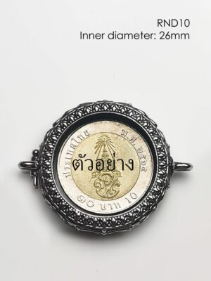 RND10Whitebrass Round amulet casing inner diameter 26mm