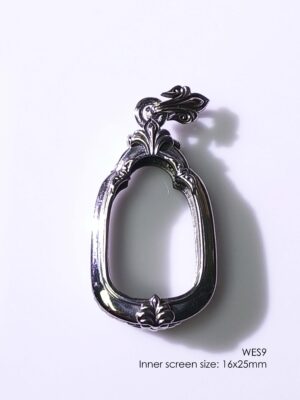 WES9Whitebrass Wessuwan amulet casing 16x25mm