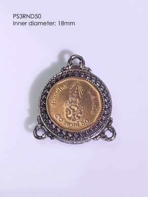 PS3RND50Whitebrass round amulet casing inner diameter 18mm