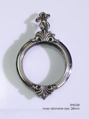 RND28Whitebrass round amulet casing inner diameter 28mm