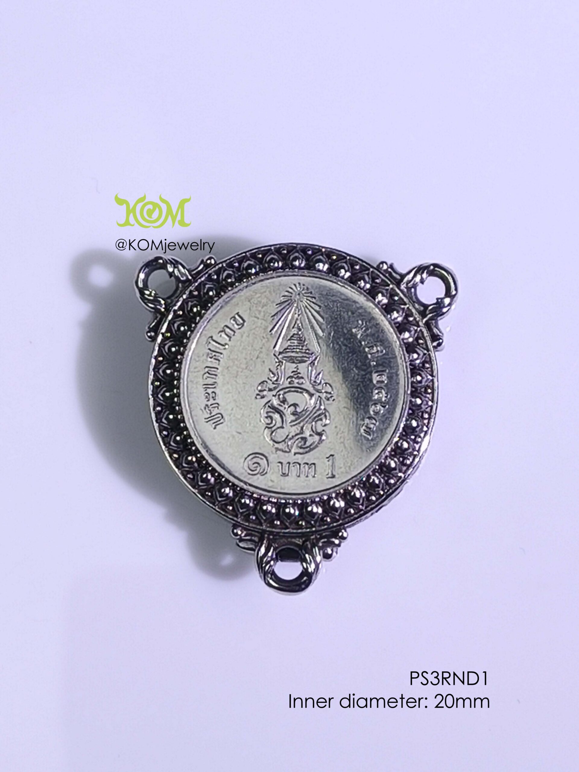 PS3RND1Whitebrass round amulet casing inner diameter 20mm - Image 10