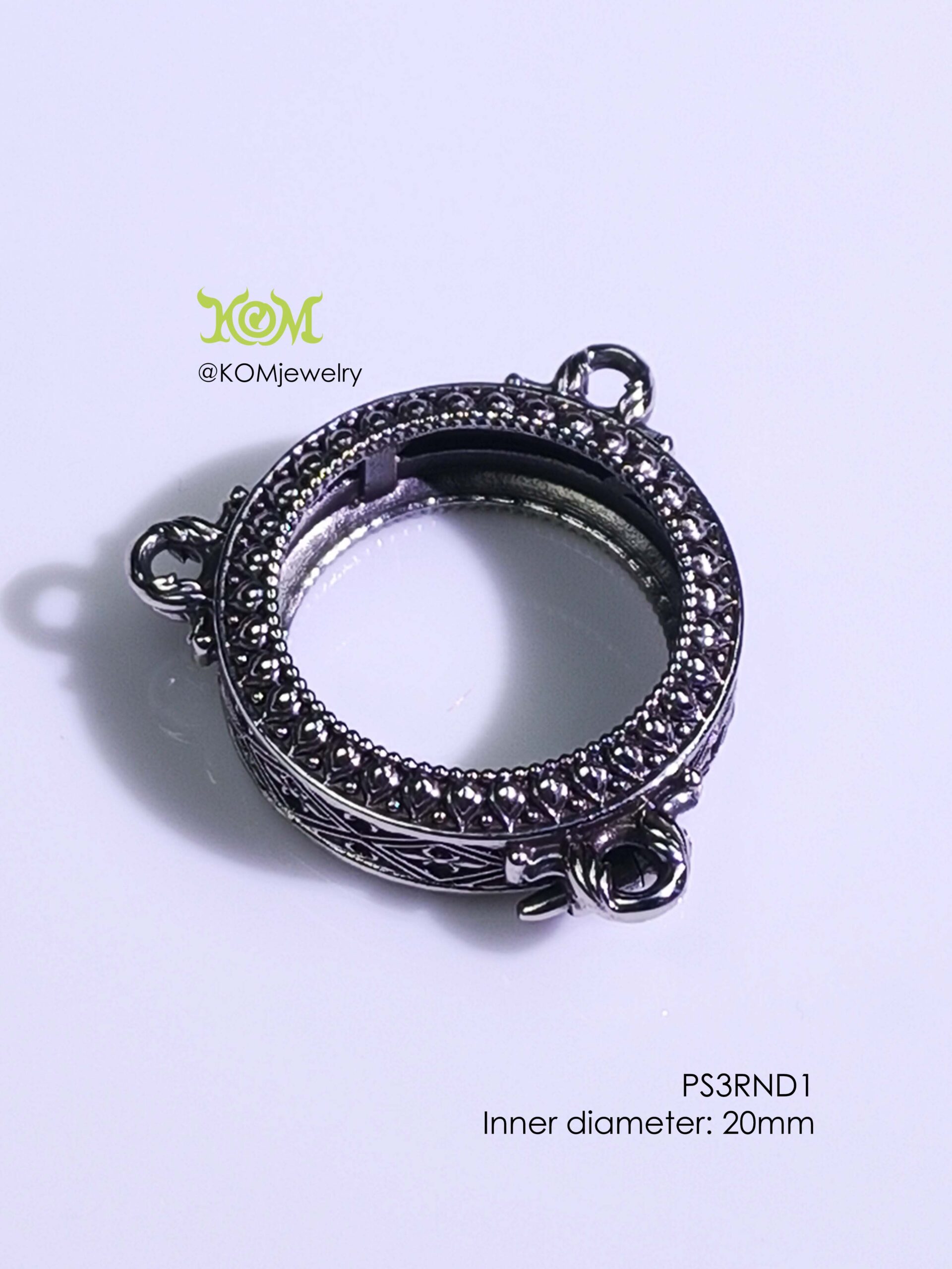 PS3RND1Whitebrass round amulet casing inner diameter 20mm - Image 9