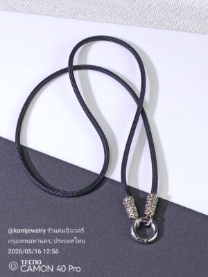 KOM Ceylon whitebrass rope necklace with classic spring