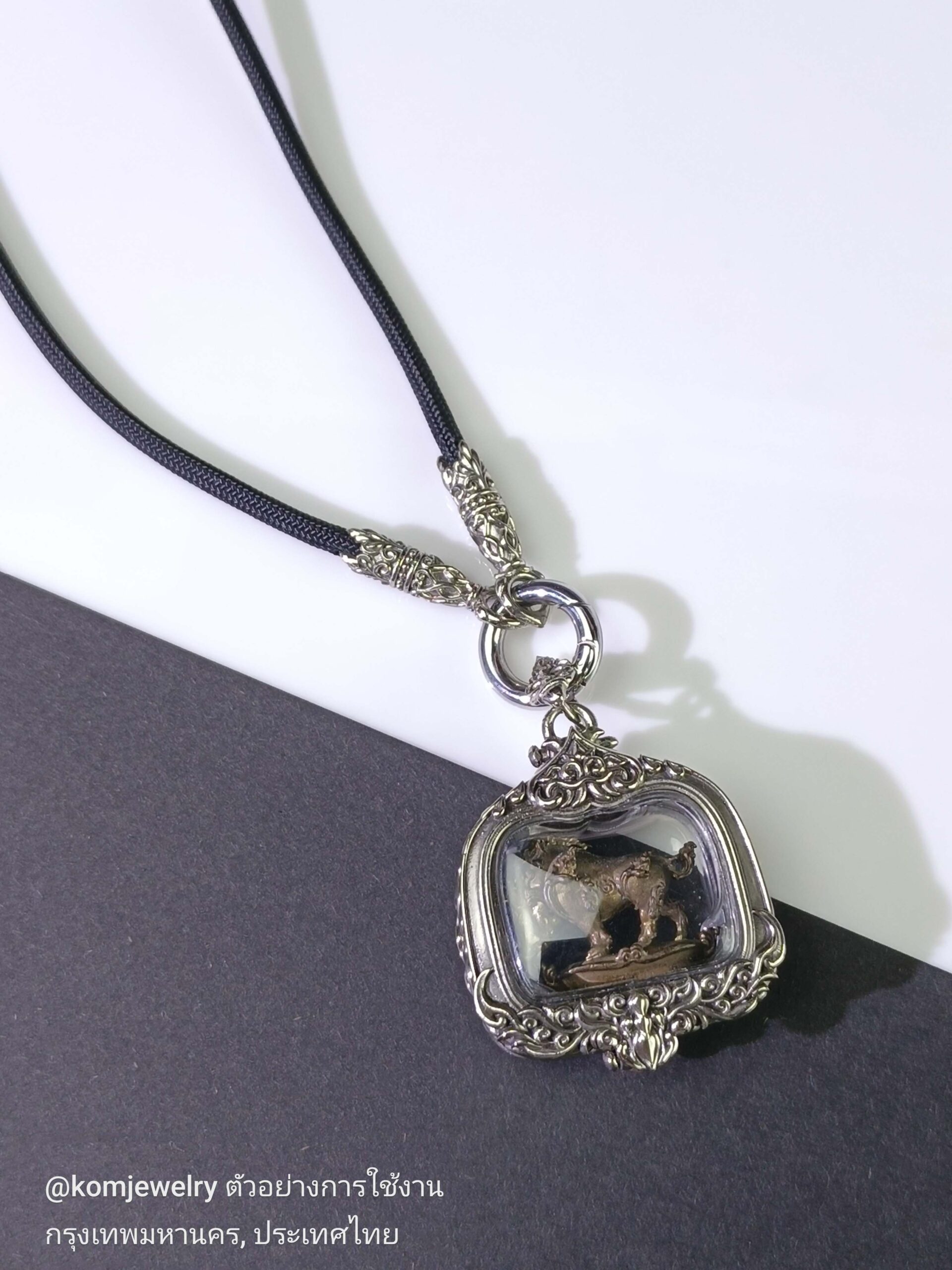 KOM Dahlia whitebrass rope necklace with classic spring - Image 4
