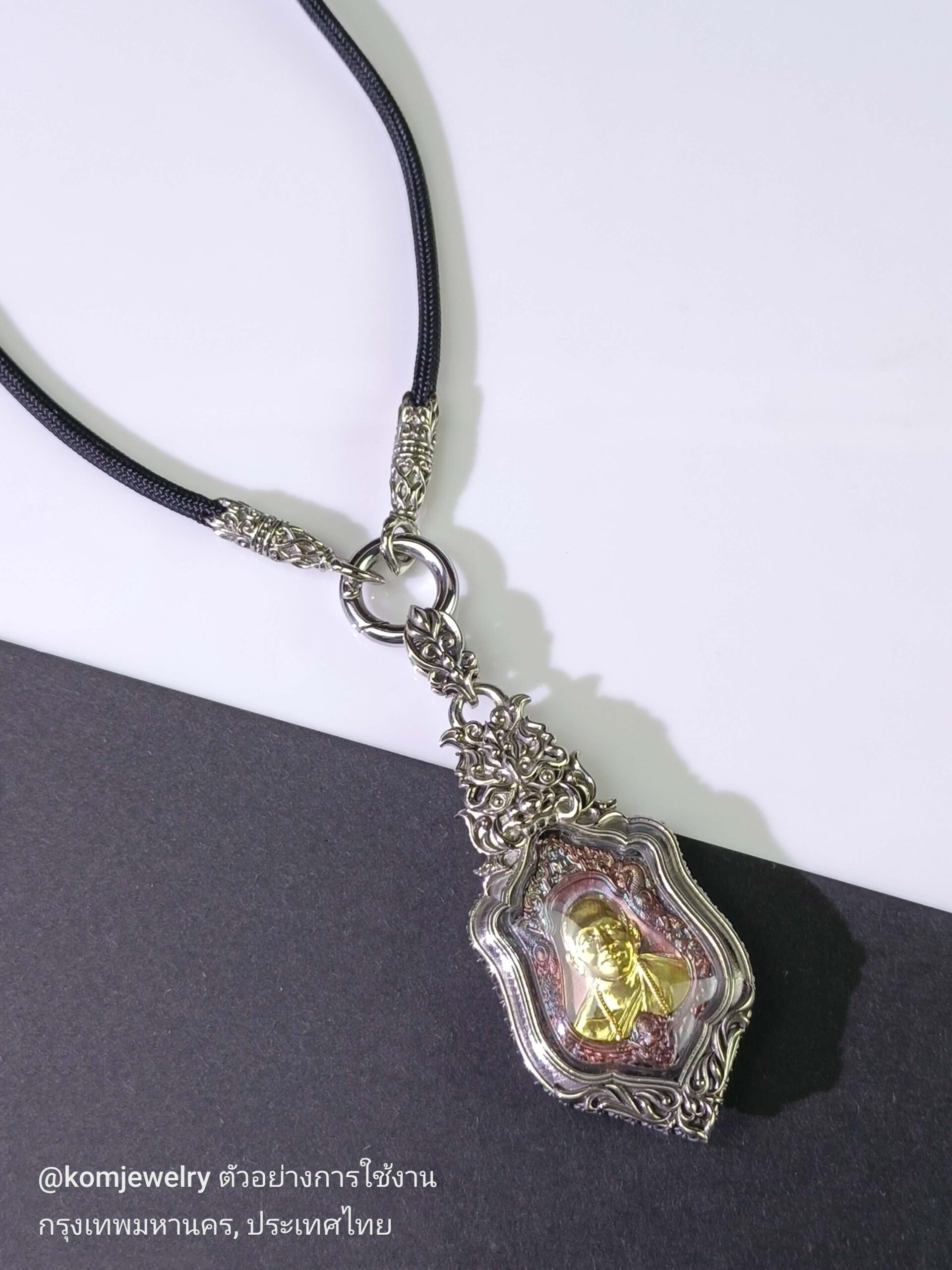 KOM Dahlia whitebrass rope necklace with classic spring - Image 3