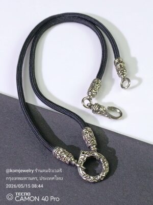 KOM Baiplu whitebrass rope necklace with Orbit3 Spring for short wearing 1 amulet only