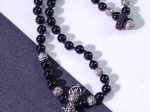 Guardian Onyx shiny Strand Short Necklace | KOMjewelry