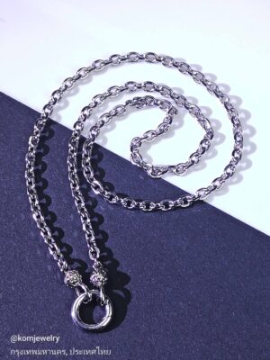 The Signature Slip-On Chain 5mm: Stainless Steel & White Brass by komjewelry สร้อยพระ แบบสวมผ่านศรีษะ