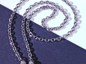 The Signature Slip-On Chain 5mm: Stainless Steel & White Brass by komjewelry สร้อยพระ แบบสวมผ่านศรีษะ