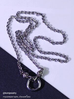 The Signature Slip-On Chain 4mm: Stainless Steel & White Brass by komjewelry สร้อยพระแบบยาว