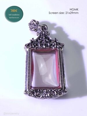 HGMKWhitebrass Phra Hang Mak amulet casing screen size 21x29mm