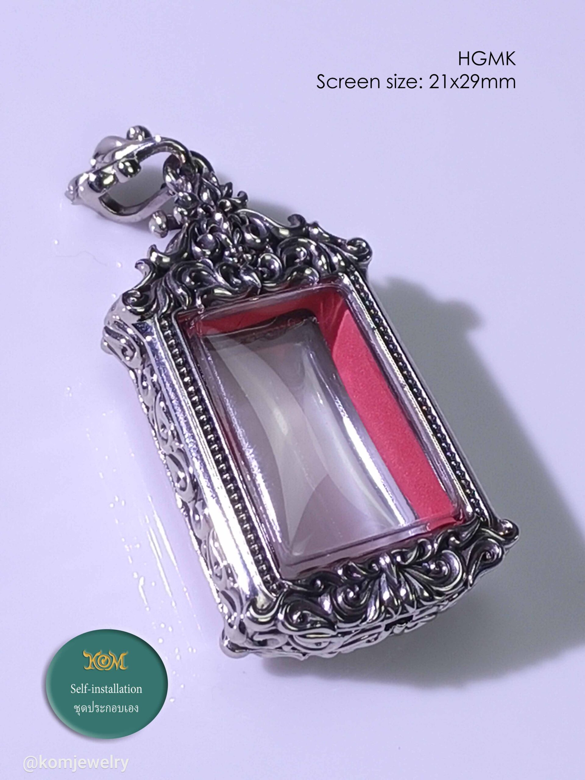 HGMKWhitebrass Phra Hang Mak amulet casing screen size 21x29mm - Image 9
