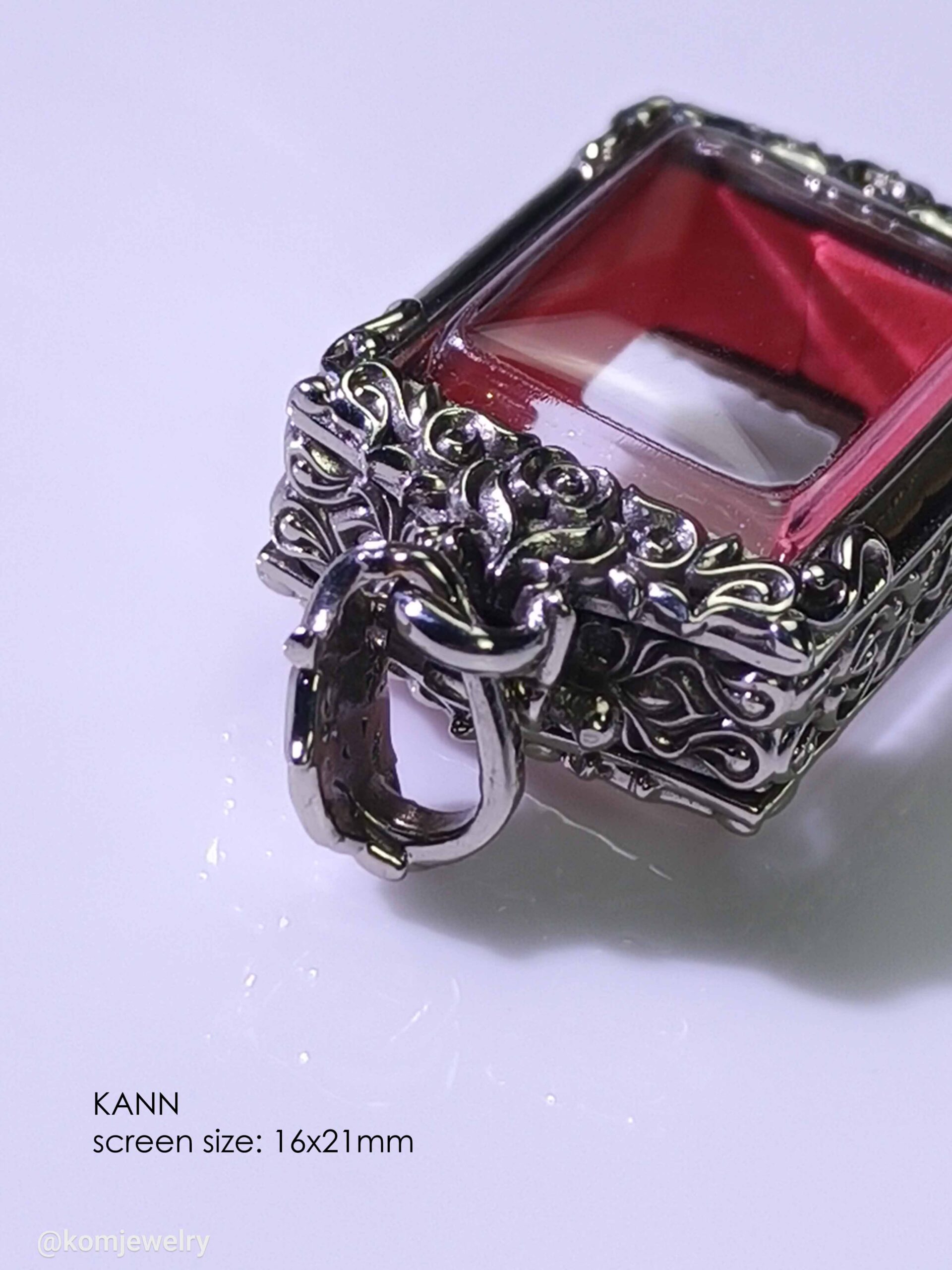 KANNWhitebrass Phra KANAN amulet casing screen size 16x21mm - Image 5
