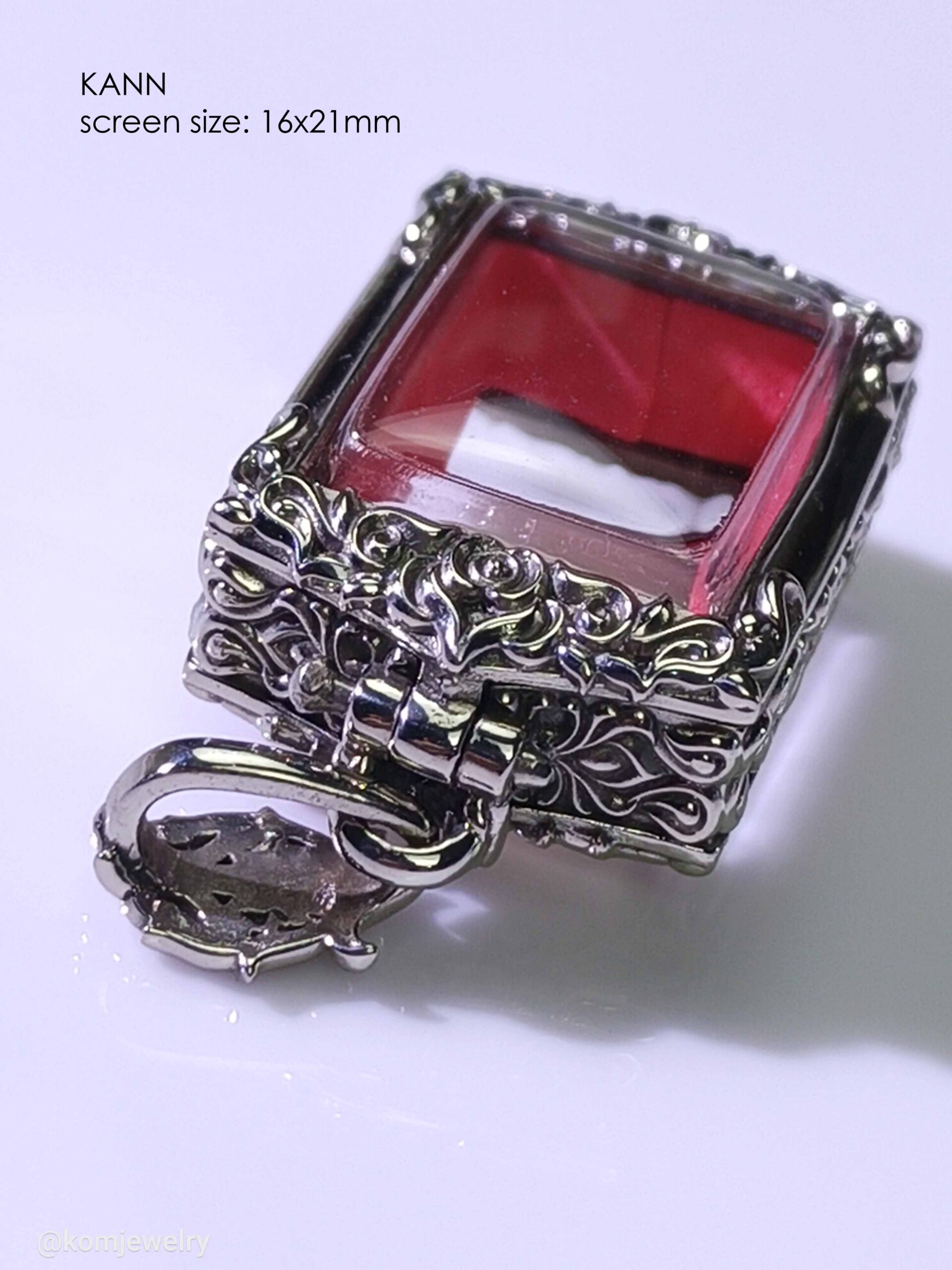 KANNWhitebrass Phra KANAN amulet casing screen size 16x21mm - Image 4