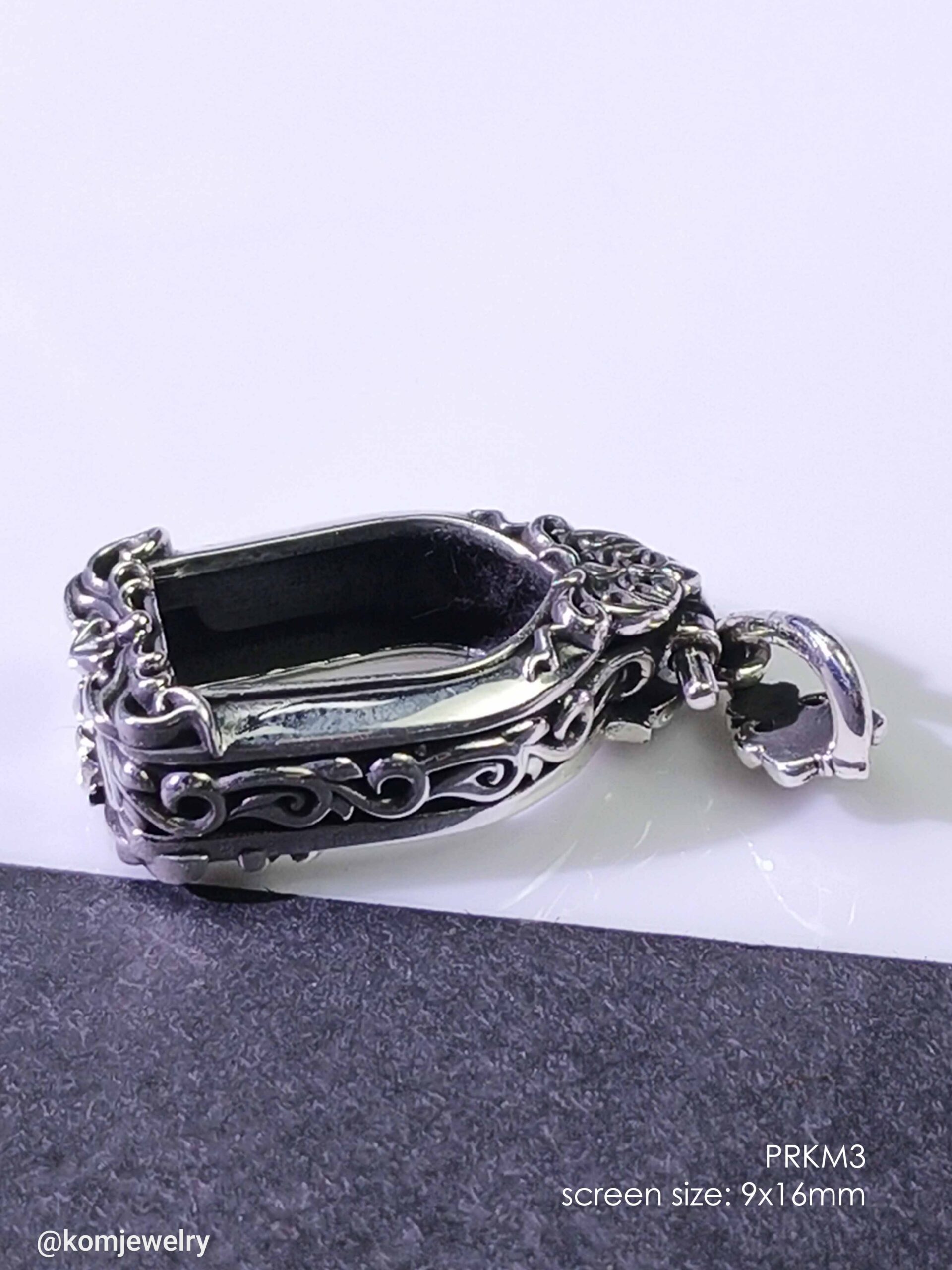 PRKM3Whitebrass Prok Makham amulet casing screen size 9x16mm - Image 5